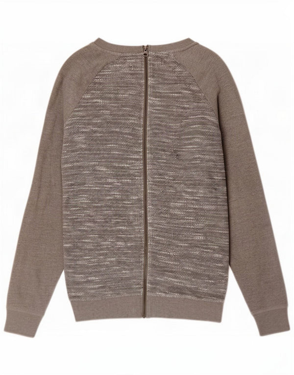 Fat Face Womens Boat Neck Jumper Sweater UK 8 Small Grey Flecked Cotton