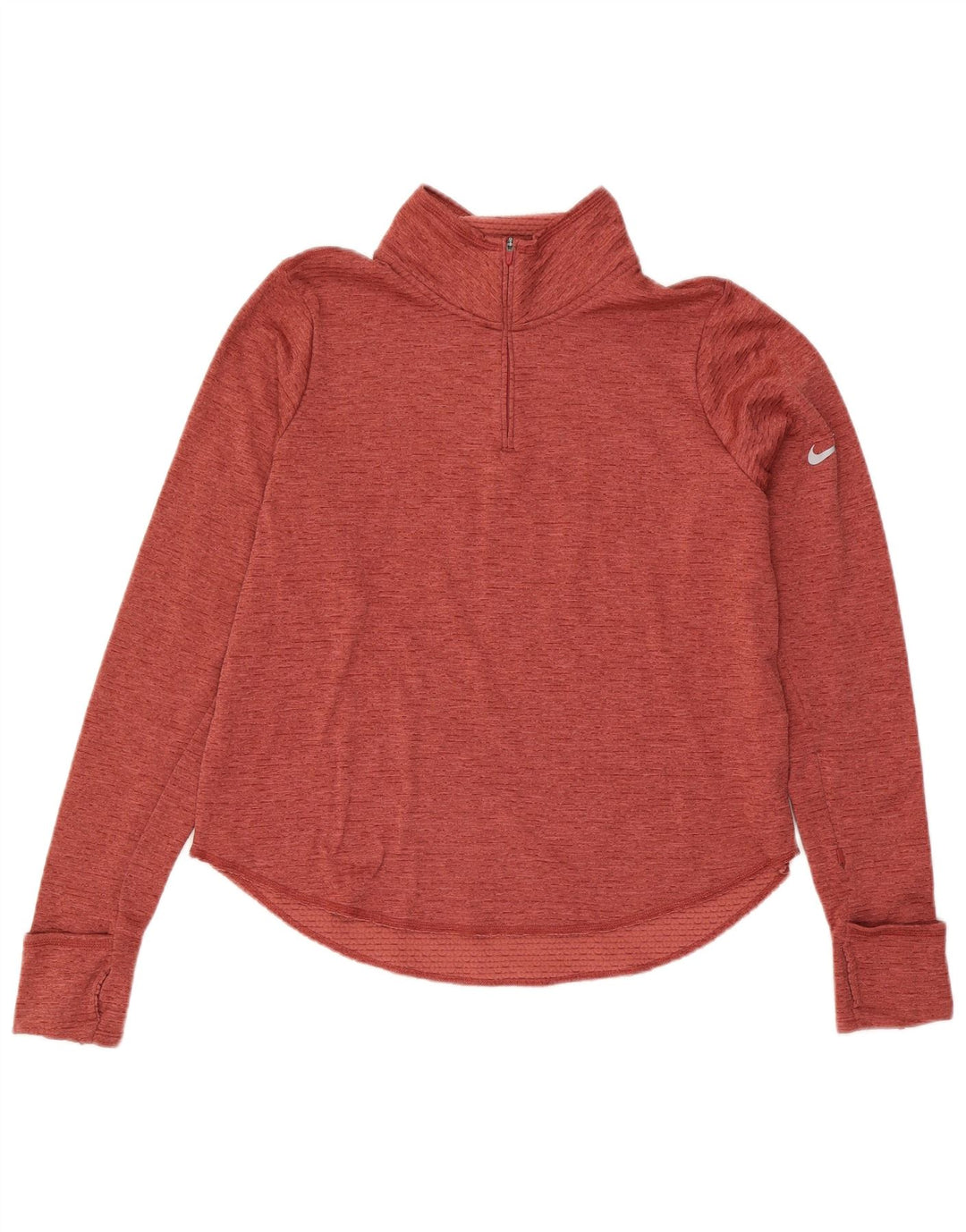 Nike Womens Dri Fit Zip Neck Pullover Tracksuit Top UK 16 Large Red Flecked