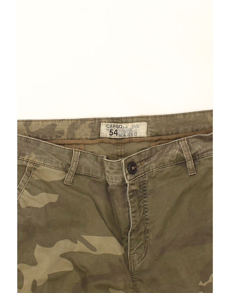 OVS Mens Slim Cargo Trousers IT 54 2XL W38 L34 Khaki Camouflage Cotton | Vintage OVS | Thrift | Second-Hand OVS | Used Clothing | Messina Hembry 