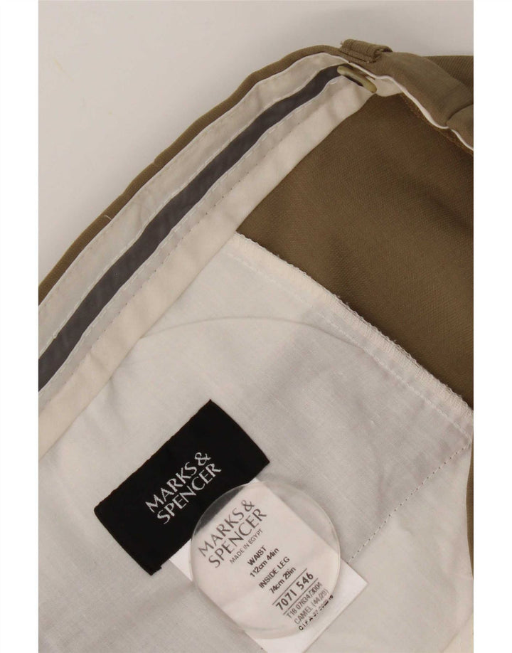 Marks & Spencer Mens Pegged Suit Trousers W44 L29 Beige Polyester