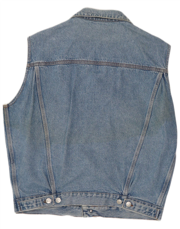 Vintage Mens Denim Gilet UK 38 Medium Blue Cotton