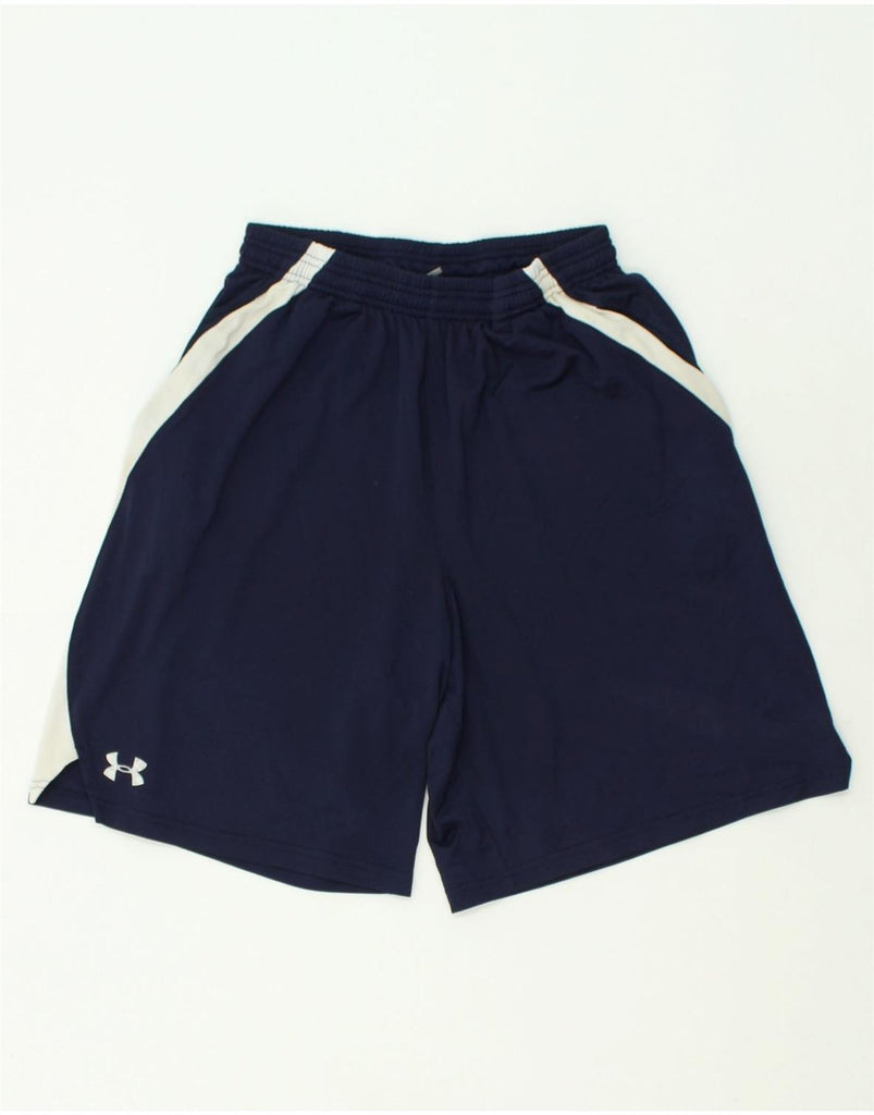 UNDER ARMOUR Mens Sport Shorts Medium Navy Blue Colourblock Polyester | Vintage Under Armour | Thrift | Second-Hand Under Armour | Used Clothing | Messina Hembry 