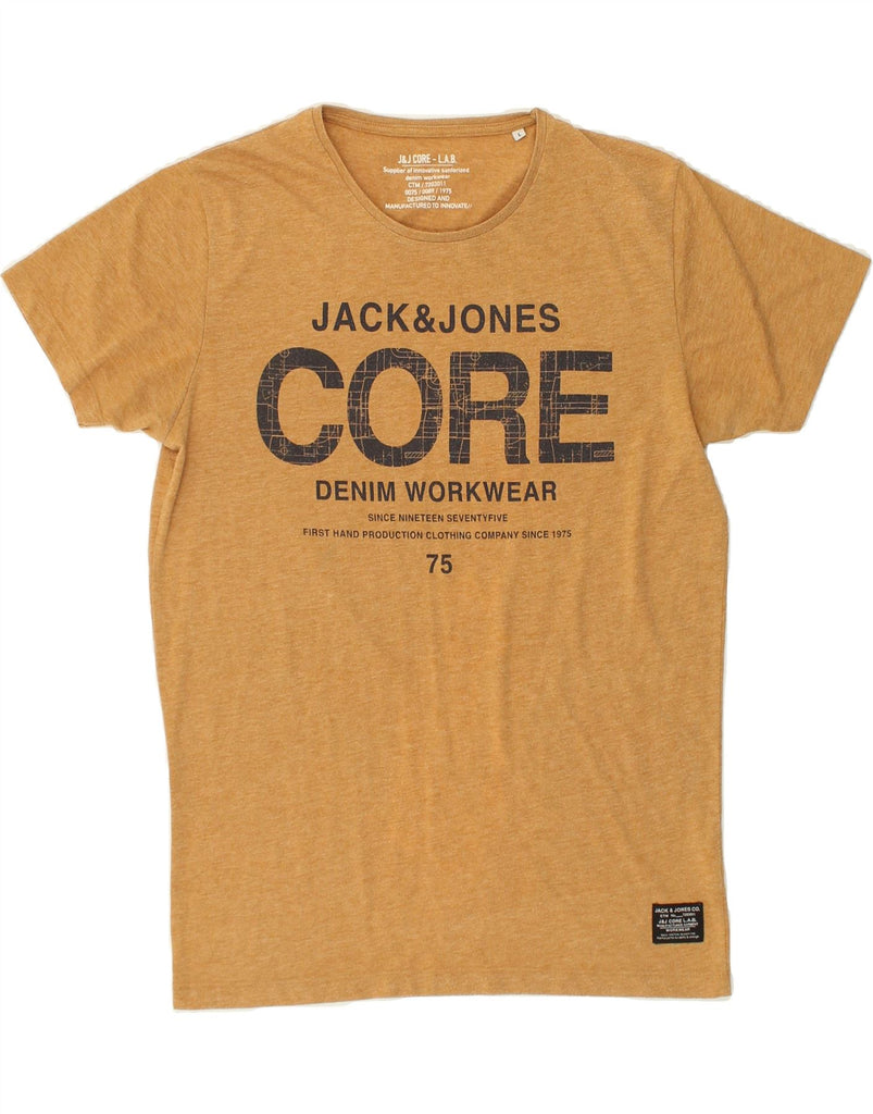 JACK & JONES Mens Workwear Graphic T-Shirt Top Large Yellow Flecked | Vintage Jack & Jones | Thrift | Second-Hand Jack & Jones | Used Clothing | Messina Hembry 