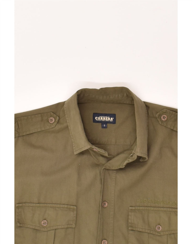 CARRERA Mens Military Shirt Small Khaki Cotton | Vintage Carrera | Thrift | Second-Hand Carrera | Used Clothing | Messina Hembry 