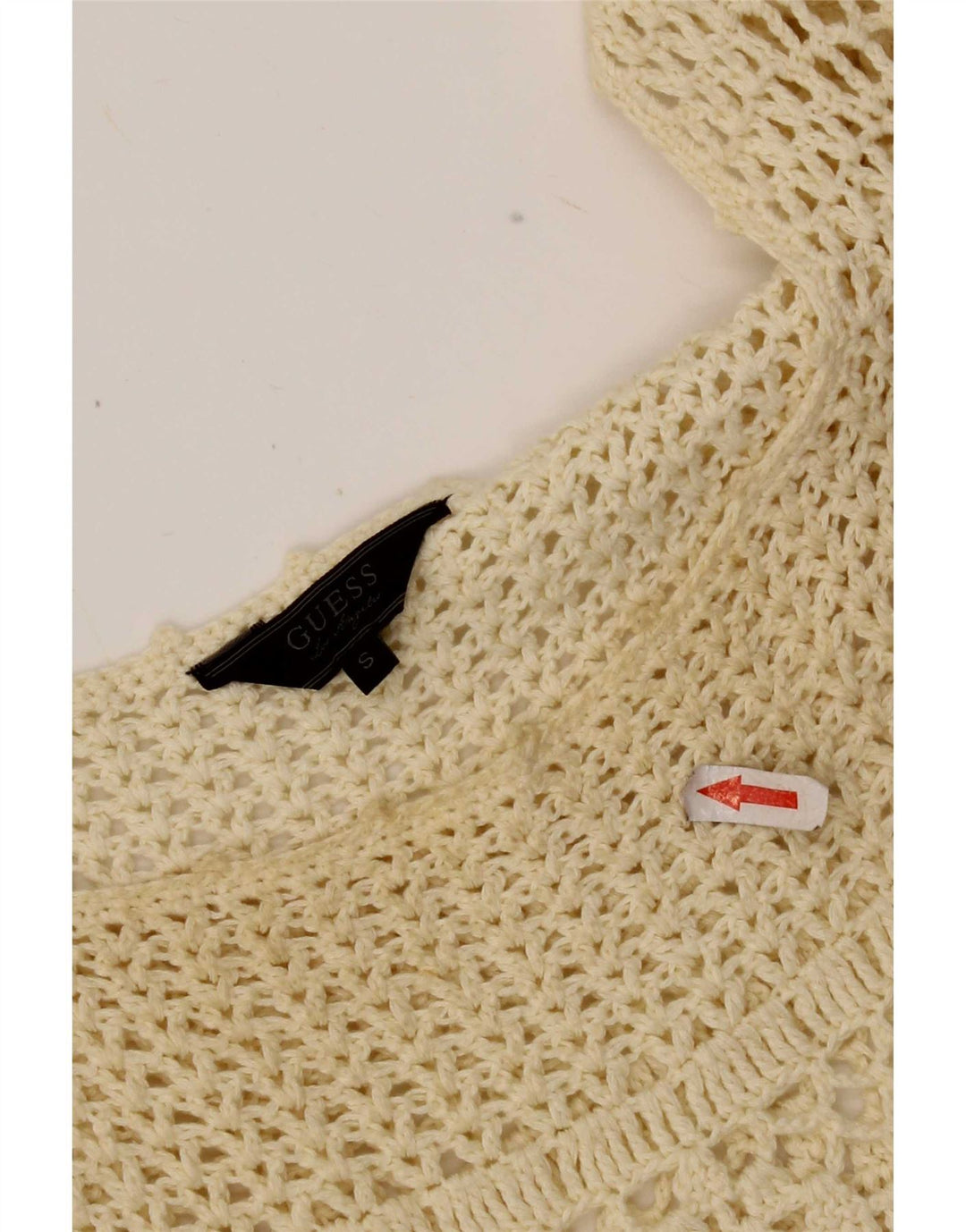 Guess Womens Crochet A-Line Dress UK 8 Small Beige Polyester