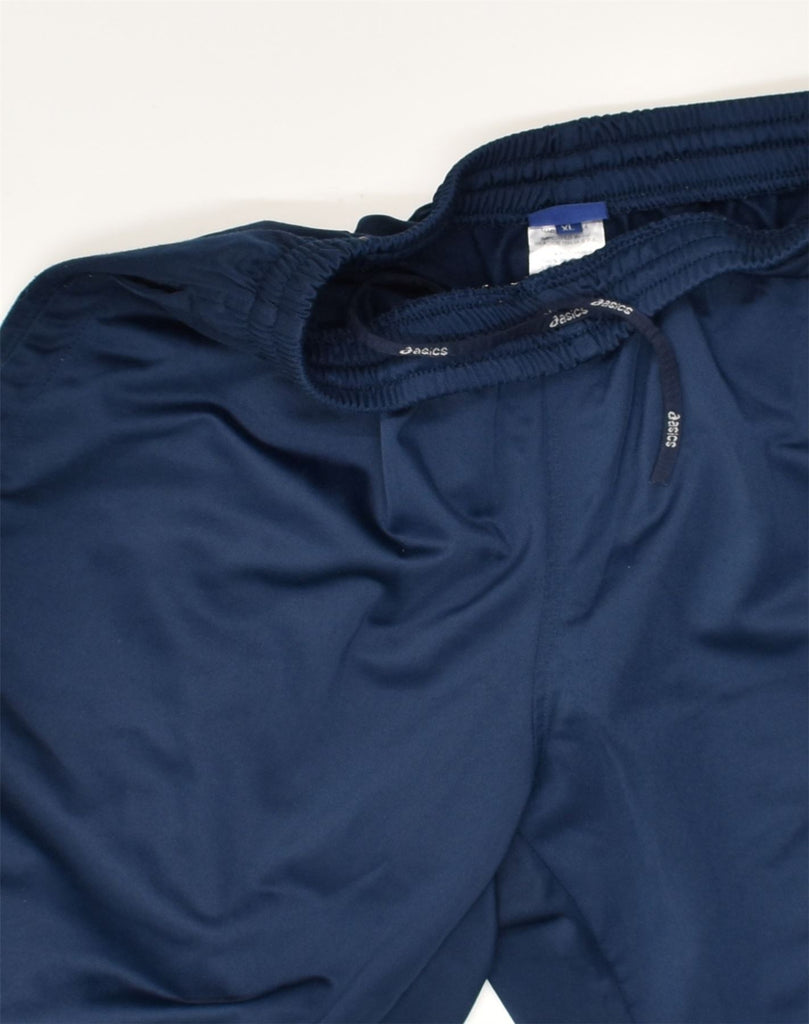 ASICS Boys Tracksuit Trousers 15-16 Years XL Navy Blue Polyester | Vintage Asics | Thrift | Second-Hand Asics | Used Clothing | Messina Hembry 