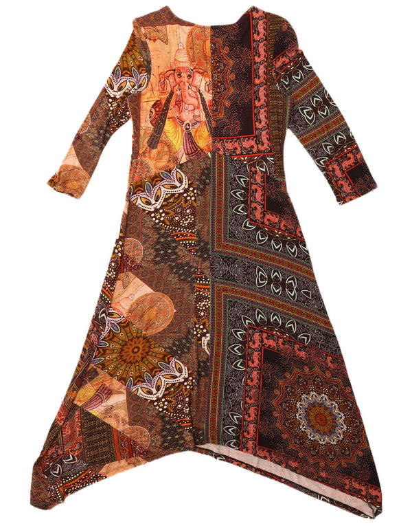 Desigual Womens 3/4 Sleeve Maxi Dress UK 14 Large Multicoloured Viscose
