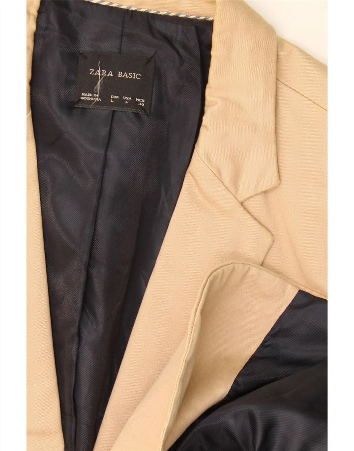 Zara Womens 1 Button Blazer Jacket UK 16 Large Beige