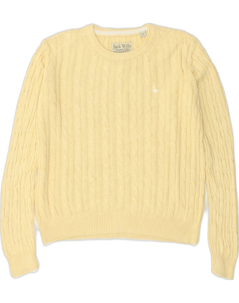 JACK WILLS Womens Crew Neck Jumper Sweater UK 12 Medium Yellow Cotton | Vintage Jack Wills | Thrift | Second-Hand Jack Wills | Used Clothing | Messina Hembry 