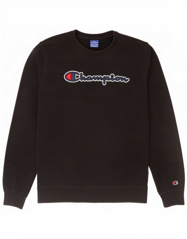 Champion Boys Graphic Sweatshirt Jumper 15-16 Years 2XL Black Cotton