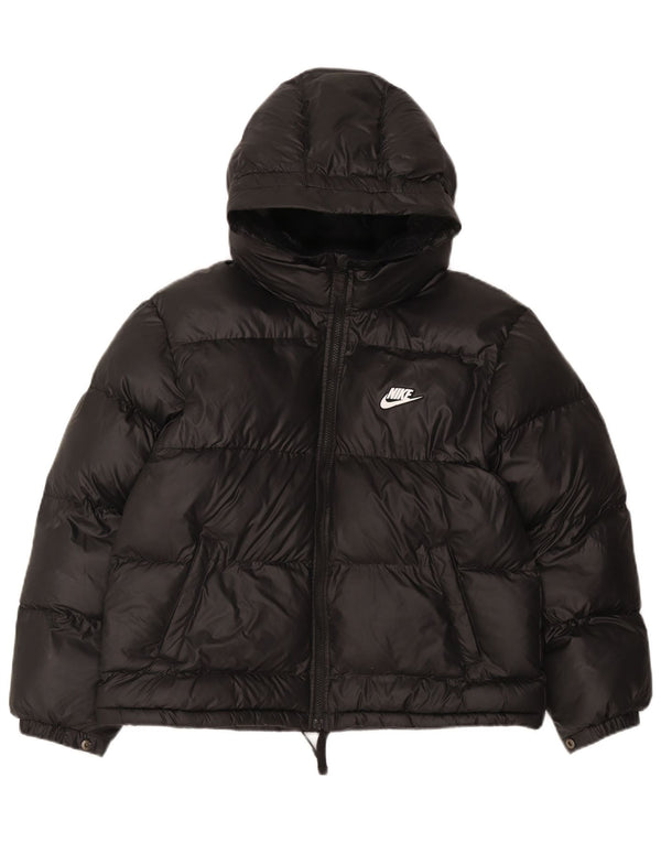 Nike Boys Therma-Fit Hooded Padded Jacket 13-14 Years XL Black Polyester