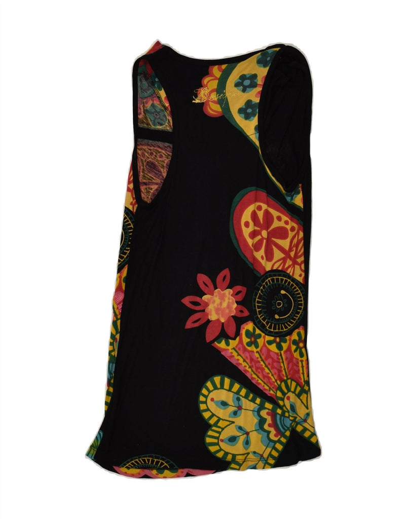 DESIGUAL Womens Sleeveless Sheath Dress UK 4 XS Black Floral | Vintage Desigual | Thrift | Second-Hand Desigual | Used Clothing | Messina Hembry 