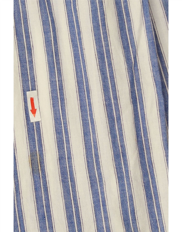Vintage Mens Shirt XL Blue Striped Cotton