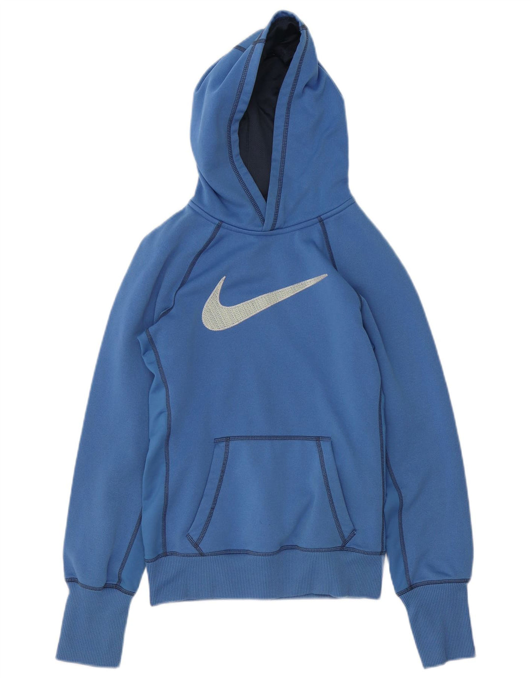 Nike Womens Graphic Hoodie Jumper UK 10 Small Blue Polyester
