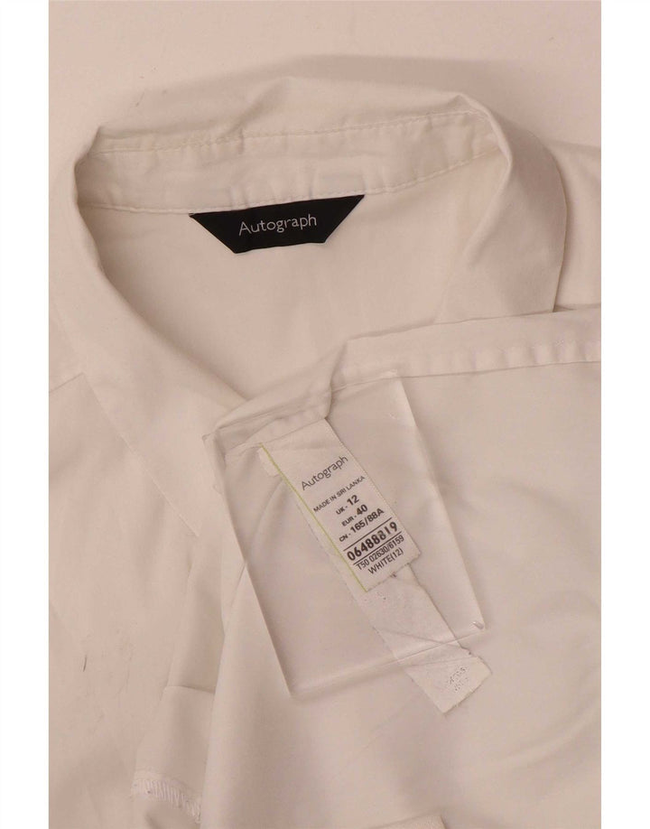 Marks & Spencer Womens Autograph Shirt UK 12 Medium White Cotton