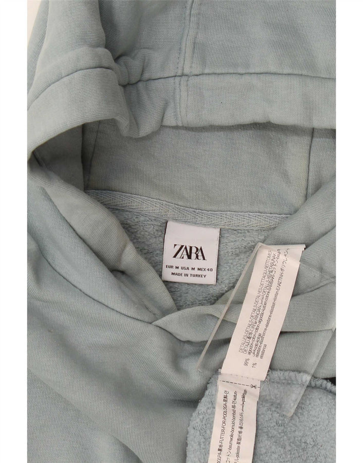 Zara Mens Hoodie Jumper Medium Blue Cotton