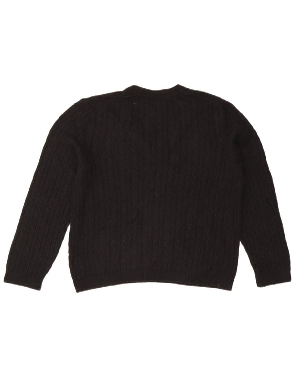 TOMMY HILFIGER Womens V-Neck Jumper Sweater UK 14 Medium Black Nylon