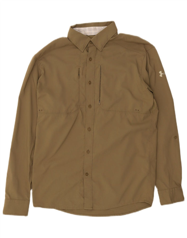 Under Armour Mens Loose Fit Shirt Small Khaki Polyester