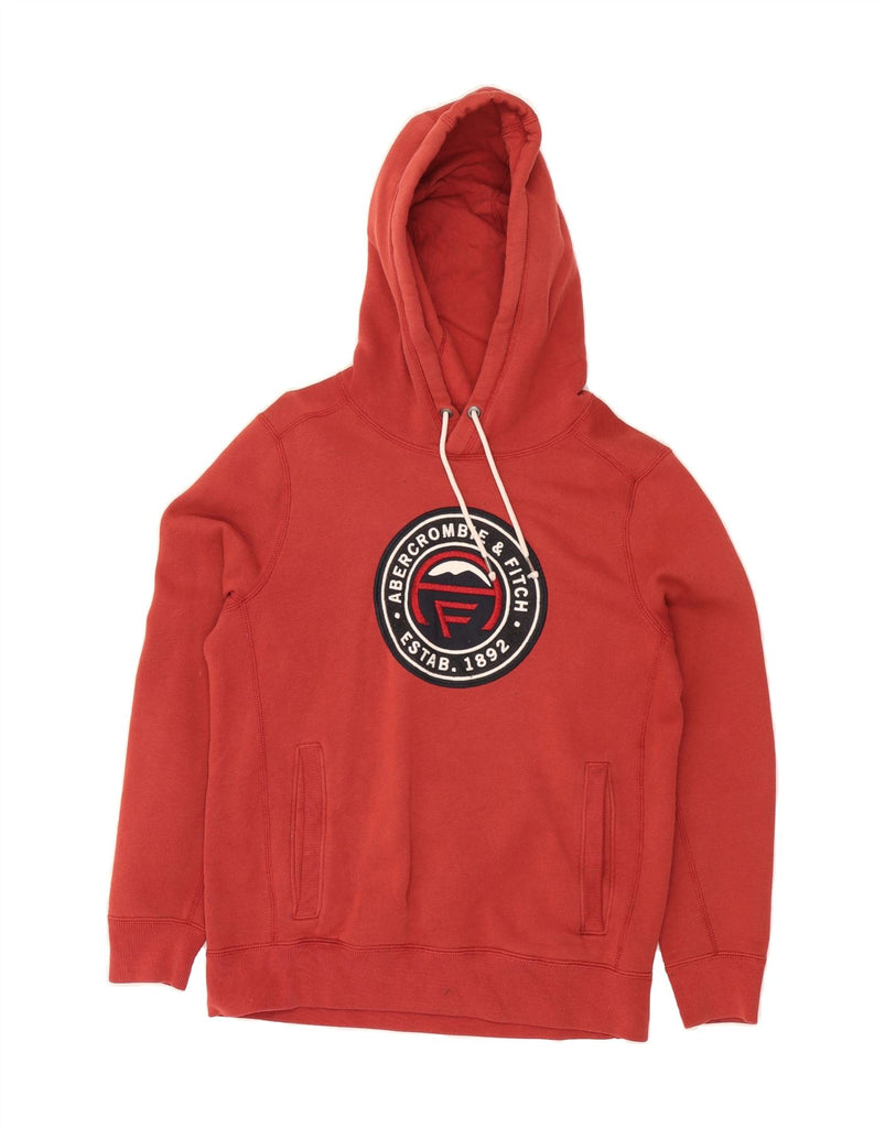 ABERCROMBIE & FITCH Womens Graphic Oversized Hoodie Jumper UK 6 XS Red Vintage Abercrombie & Fitch and Second-Hand Abercrombie & Fitch from Messina Hembry 