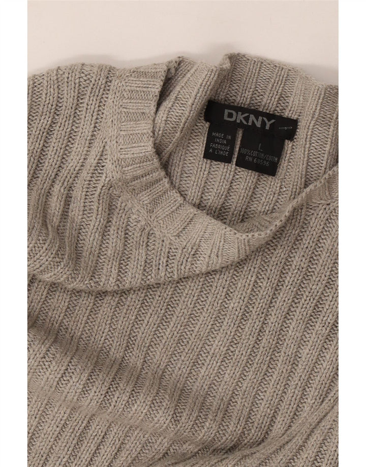 DKNY Womens Boat Neck Jumper Sweater UK 16 Large Grey Cotton