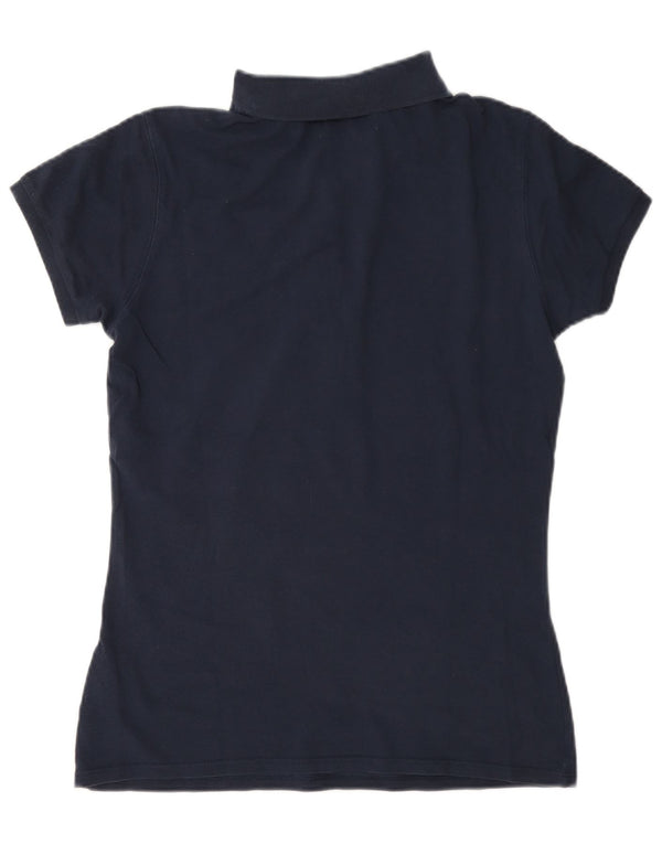 Diadora Womens Polo Shirt UK 14 Medium Navy Blue Cotton