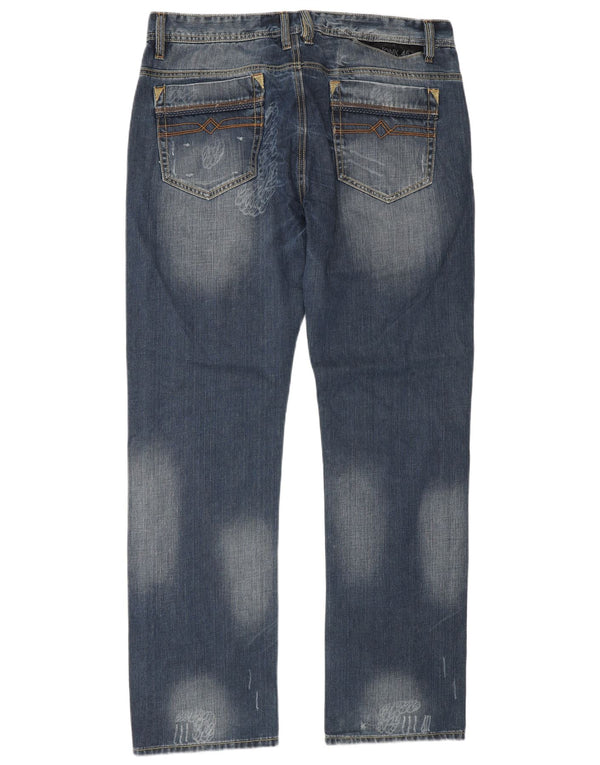 Vintage Mens Distressed Straight Jeans IT 54 2XL W36 L34 Blue Cotton