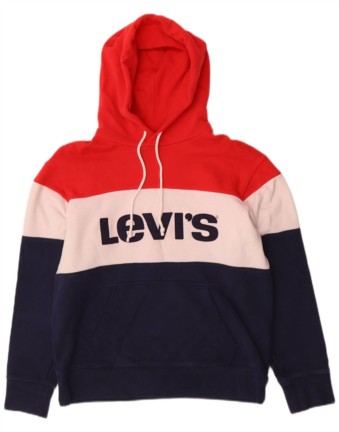 Levi's Mens Graphic Hoodie Jumper Medium Multicoloured Colourblock Cotton