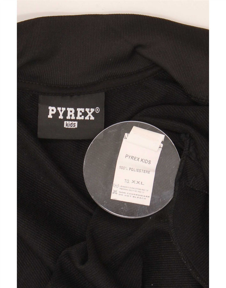 Pyrex Boys Graphic Tracksuit Top Jacket 13-14 Years 2XL Black Polyester