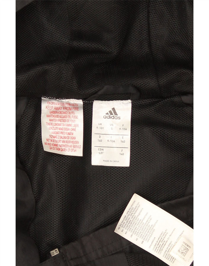 Adidas Boys Hooded Rain Jacket 9-10 Years Black Polyester