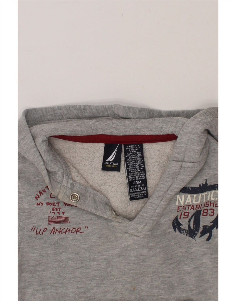 NAUTICA Baby Boys Graphic Hoodie Jumper 18-24 Months Grey Colourblock Vintage Nautica and Second-Hand Nautica from Messina Hembry 