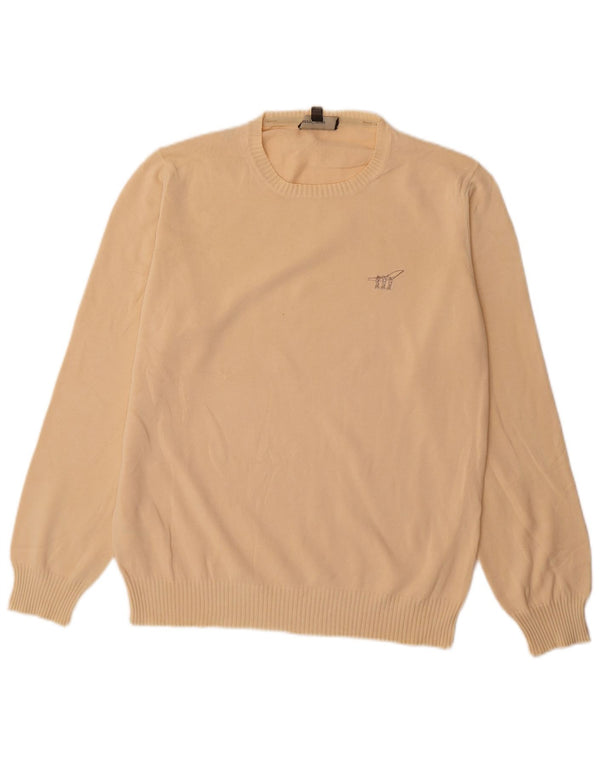 Henry Cottons Mens Crew Neck Jumper Sweater Medium Beige Cotton