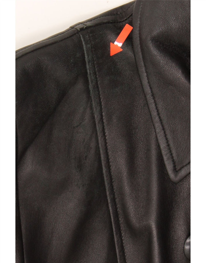 VINTAGE Womens Leather Coat IT 44 Medium Black Leather Vintage Vintage and Second-Hand Vintage from Messina Hembry 
