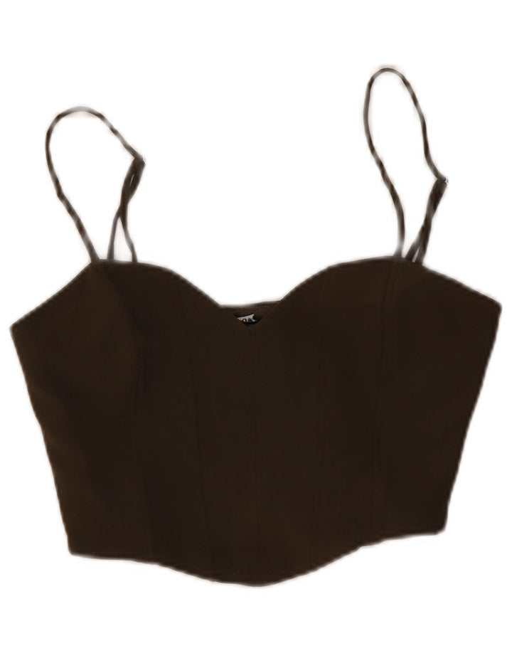 Zara Womens Crop Cami Top UK 12 Medium Brown