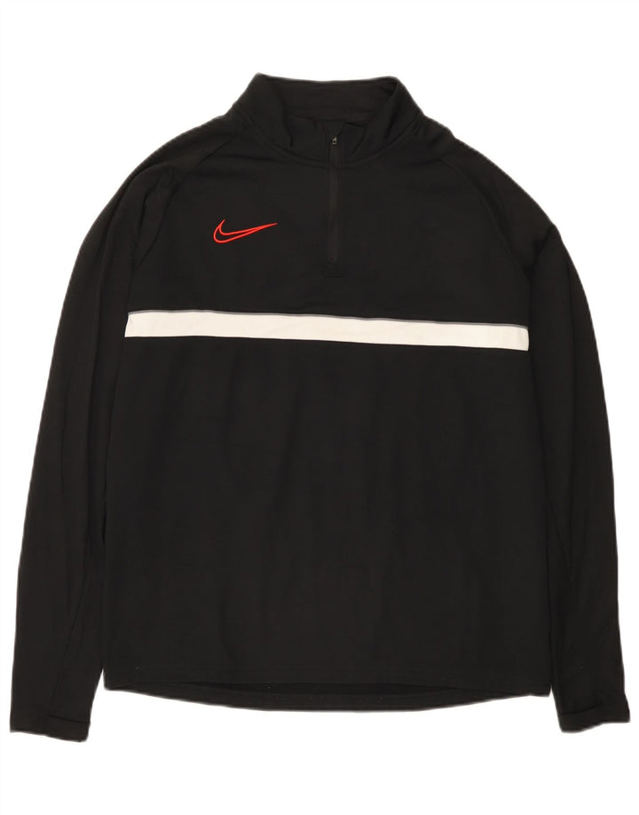 Nike Mens Dri Fit Zip Neck Pullover Tracksuit Top Medium Black Colourblock