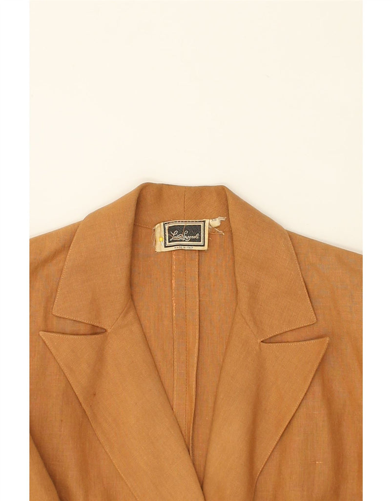 LUISA SPAGNOLI Womens Double Breasted Blazer Jacket UK 6 XS Brown Cotton | Vintage Luisa Spagnoli | Thrift | Second-Hand Luisa Spagnoli | Used Clothing | Messina Hembry 