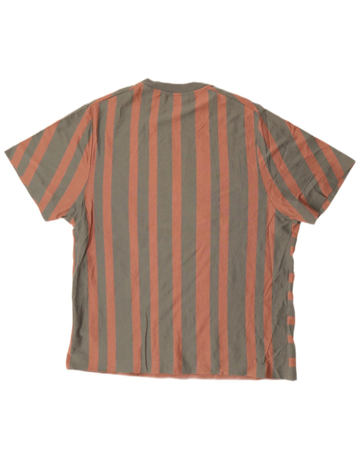 Cos Mens T-Shirt Top Large Grey Striped Cotton