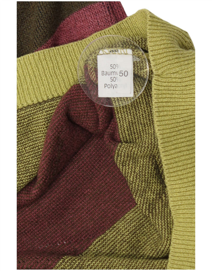 VINTAGE Mens Crew Neck Jumper Sweater IT 50 Medium Green Geometric