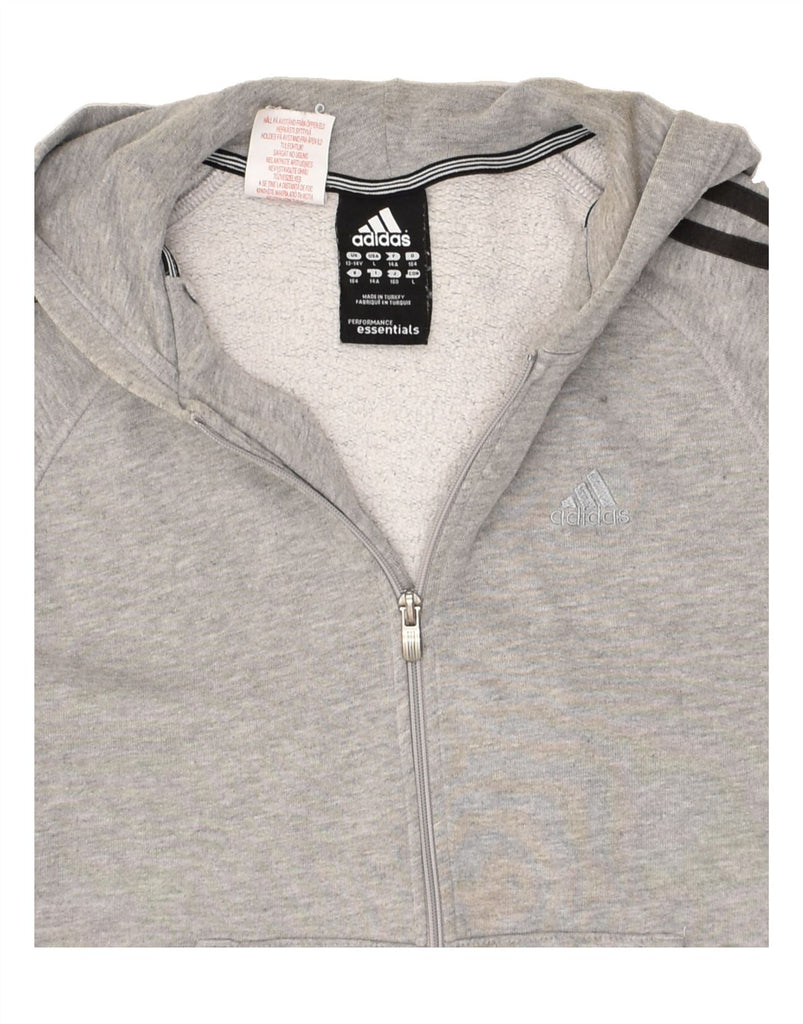 ADIDAS Boys Zip Hoodie Sweater 13-14 Years Grey Cotton | Vintage Adidas | Thrift | Second-Hand Adidas | Used Clothing | Messina Hembry 