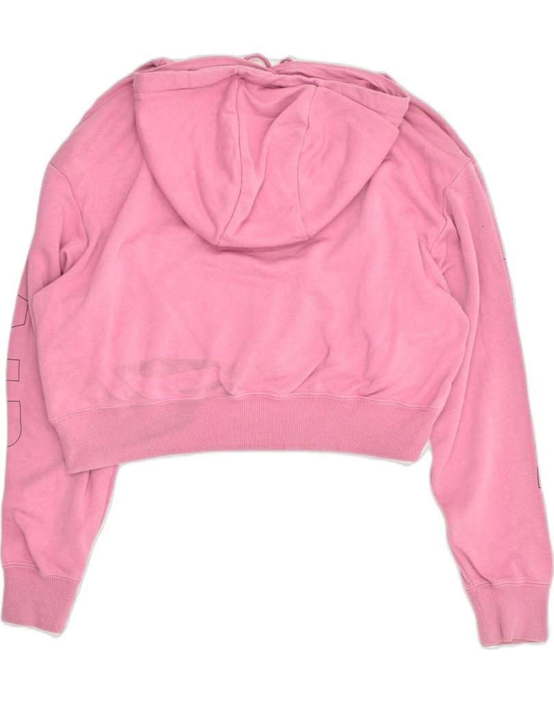 NIKE Womens Oversized Crop Hoodie Jumper UK 14 Medium Pink Cotton | Vintage Nike | Thrift | Second-Hand Nike | Used Clothing | Messina Hembry 