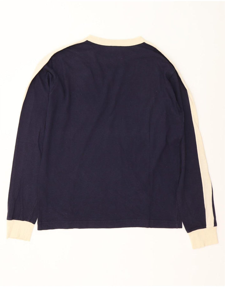 Puma Mens Top Long Sleeve Medium Navy Blue Colourblock Cotton