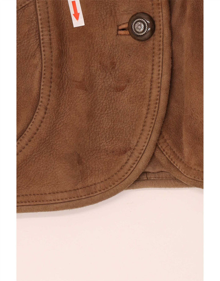 Vintage Womens Suede 1 Button Blazer Jacket IT 40 Large Brown Leather