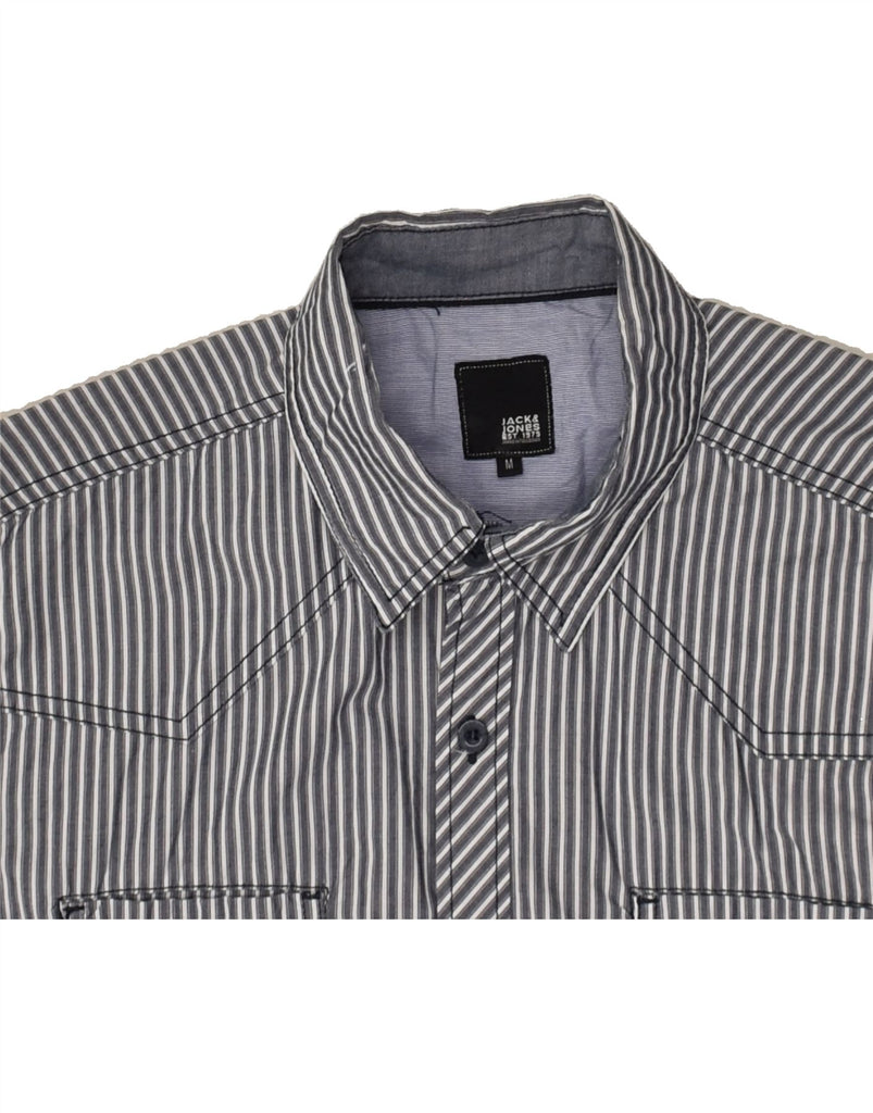 JACK & JONES Mens Short Sleeve Shirt Medium Grey Striped Cotton | Vintage Jack & Jones | Thrift | Second-Hand Jack & Jones | Used Clothing | Messina Hembry 