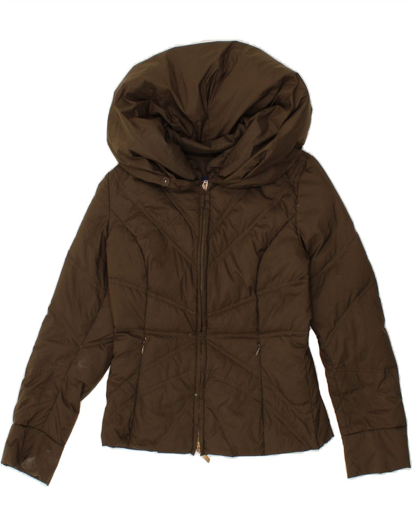 TRUSSARDI Womens Hooded Padded Jacket IT 40 Small Brown Polyester Vintage Trussardi and Second-Hand Trussardi from Messina Hembry 