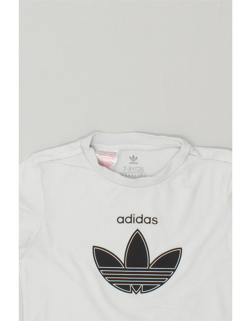 ADIDAS Boys Graphic T-Shirt Top 7-8 Years Grey Cotton | Vintage Adidas | Thrift | Second-Hand Adidas | Used Clothing | Messina Hembry 