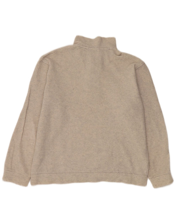 Lacoste Mens Button Neck Jumper Sweater Size 5 Large Beige Flecked Wool