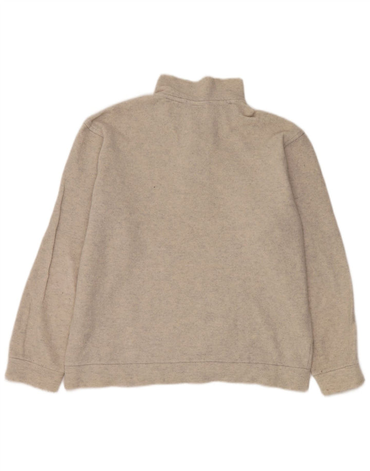 Lacoste Mens Button Neck Jumper Sweater Size 5 Large Beige Flecked Wool
