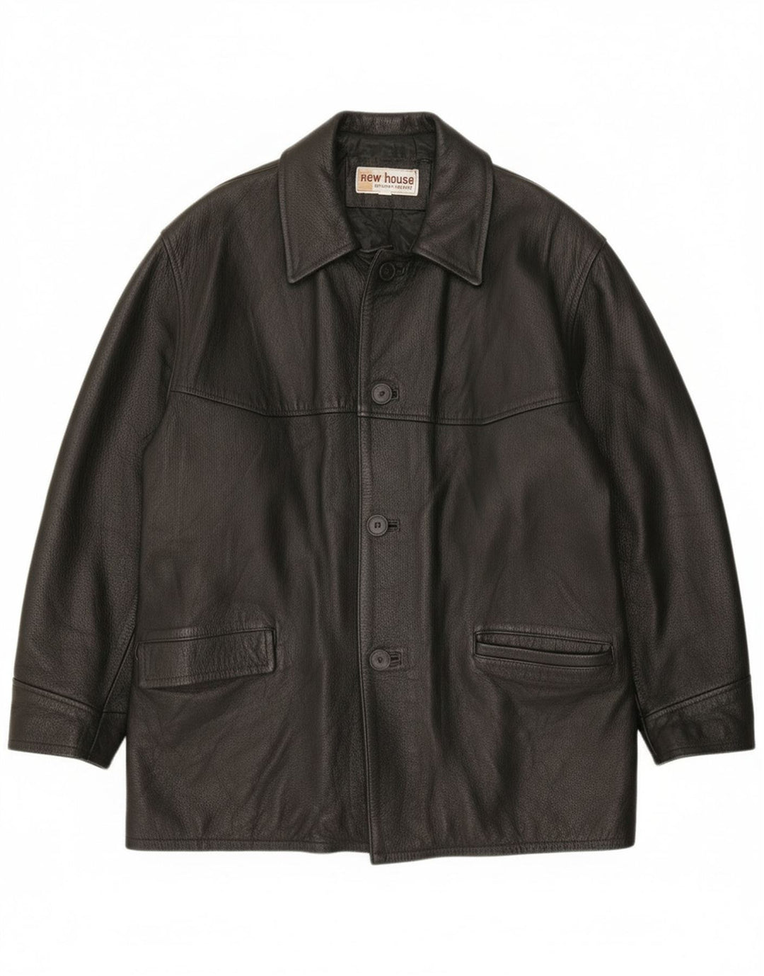 Vintage Mens Leather Jacket UK 40 Large Black Leather