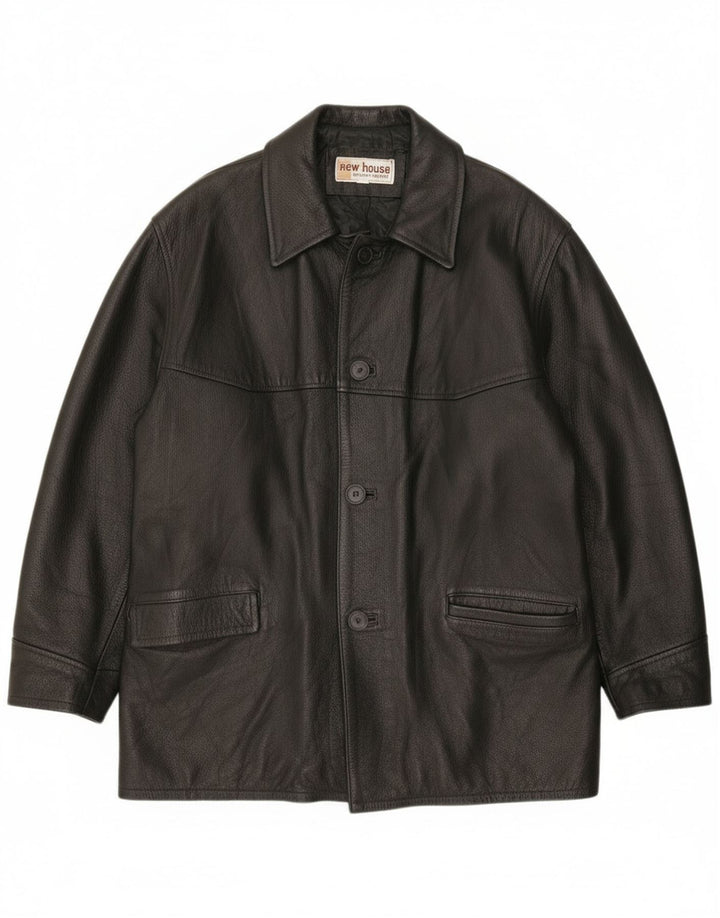 Vintage Mens Leather Jacket UK 40 Large Black Leather