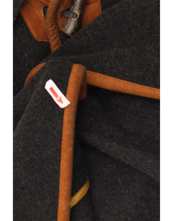 Vintage Mens Duffle Coat IT 50 Medium Grey Colourblock Wool