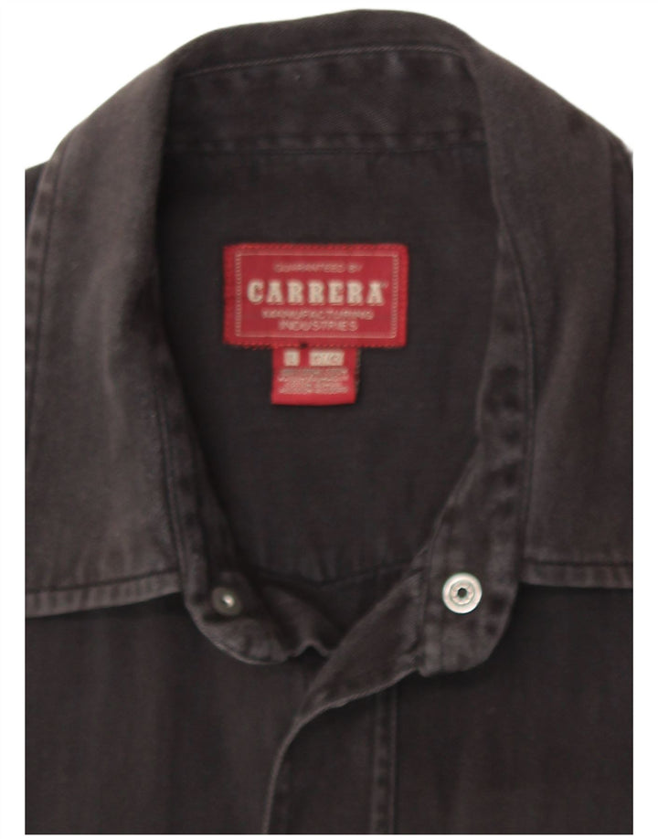 Carrera Mens Regular Fit Shirt Large Black Cotton Western